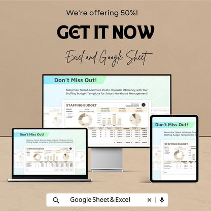 Staffing Budget Sheet - Excel & Google Sheet Template | Employee Salary Planning | Budget Forecast | Employee Cost Management Tool