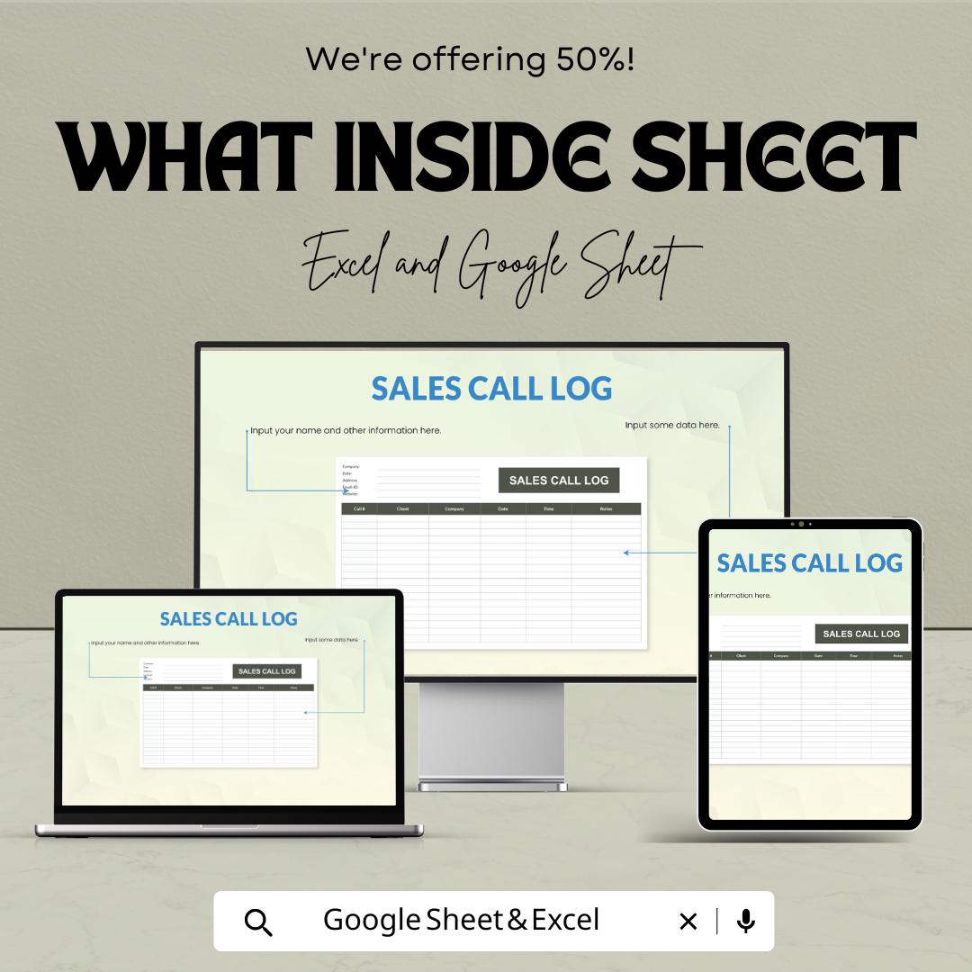 Sales Call Log Sheet Template | Excel & Google Sheets | CRM Tracker | Client Follow-Up Log | Editable Business Call Log