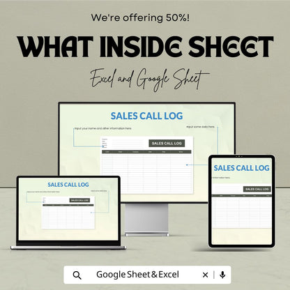 Sales Call Log Sheet Template | Excel & Google Sheets | CRM Tracker | Client Follow-Up Log | Editable Business Call Log
