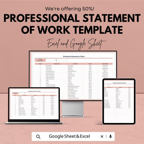 Professional Statement of Work Template | SOW Template | Scope of Work Template | Project Plan Template