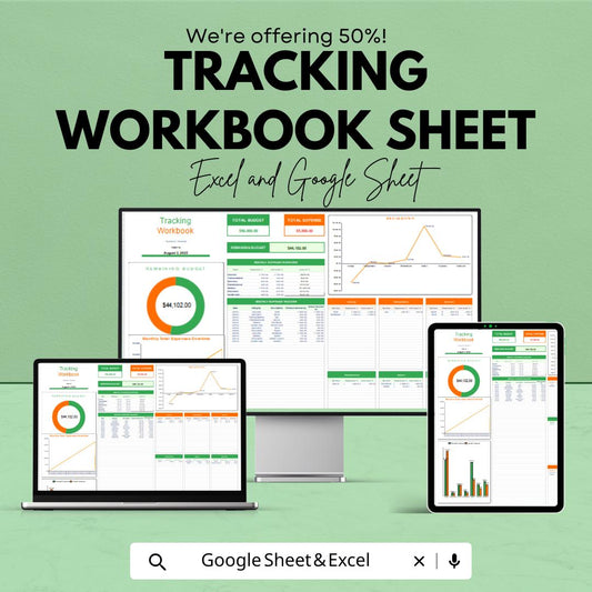 Tracking Workbook Sheet | Excel & Google Sheets | Budget Expense Tracker | Automated Dashboard | Finance Management Template