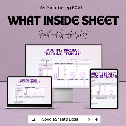 Multiple Project Tracking Template | Project Management Tracker | Task and Milestone Planner | Team Workflow Dashboard