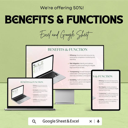 Legal Corporate Compliance Checklist Automation Sheet - Google Sheet & Excel Template for Legal Compliance Tracking and Risk Management