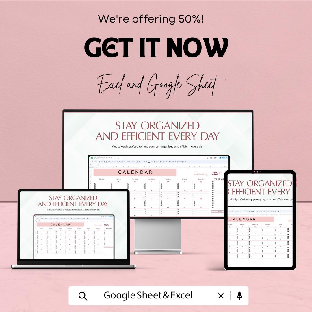 Calendar Template | Editable Monthly Planner | Digital Yearly Organizer | Printable Schedule Tracker | Instant Download