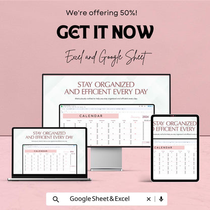 Calendar Template | Editable Monthly Planner | Digital Yearly Organizer | Printable Schedule Tracker | Instant Download