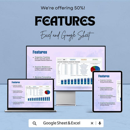 Account Financial Forecast Tracker Template | Financial Projection Tool | Budget Forecast Spreadsheet | Business Finance Template