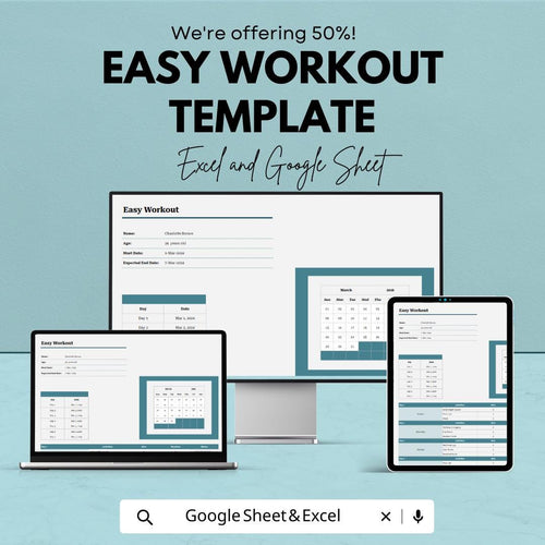Easy Workout Planner Spreadsheet | Beginner Workout Tracker | Weekly Fitness Planner Template | Excel and Google Sheets Workout Log