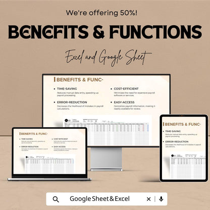 Startup Payroll Calculation Spreadsheet Template | Excel and Google Sheets | Payroll Calculator | Employee Salary & Payslip Tracker