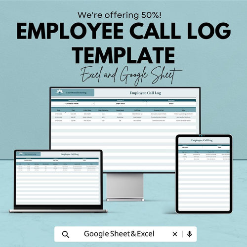 Employee Call Log Template | HR Communication Tracker | Staff Call Record Sheet | Excel & Google Sheets | Employee Interaction Log