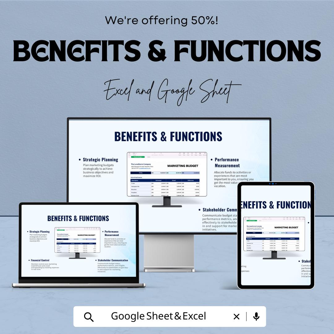 Marketing Budget Template | Excel & Google Sheets | Marketing Expense Tracker | Advertising Budget Planner | Business Budget Spreadsheet |