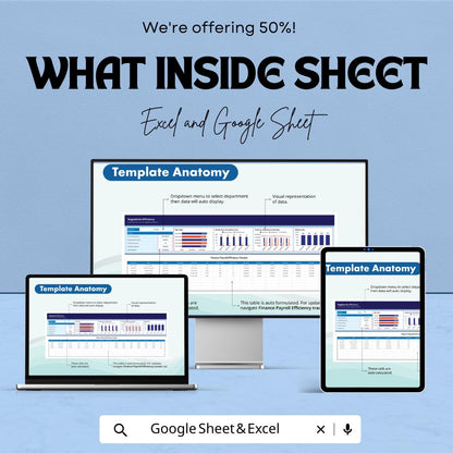 Finance Payroll Efficiency Tracker Template | Employee Salary & Overtime Log | Business Accounting Spreadsheet