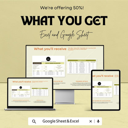 Employee Training ROI Calculator HR Template | Hr Analytics Tool | Training Cost ROI Spreadsheet