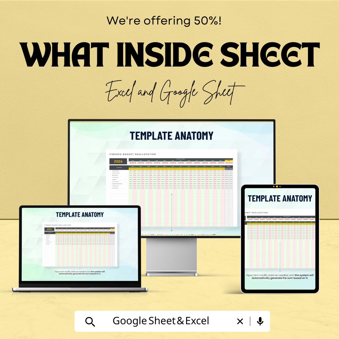 Finance Budget Reallocation Template | Excel & Google Sheets | Budget Adjustment Planner | Financial Reallocation Spreadsheet