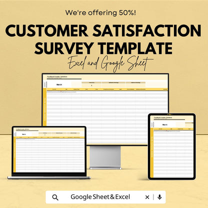 Customer Satisfaction Survey Template | Excel & Google Sheets Survey Tracker | Customer Feedback Analysis | Business Survey Spreadsheet
