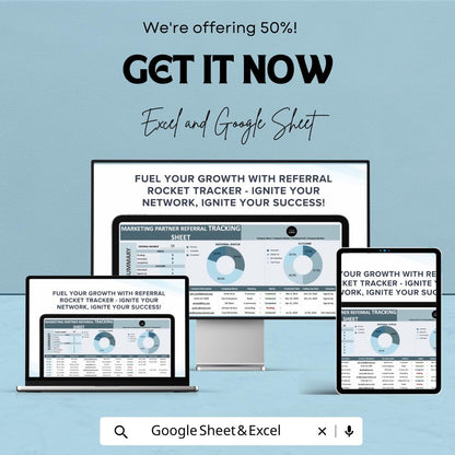 Marketing Partner Referral Tracking Sheet - Excel and Google Sheet for Efficient Lead Management, Referral Status & Outcome Analysis