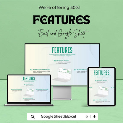 Business Income and Expense Tracker Template | Excel & Google Sheets | Small Business Finance, Monthly Income Expense Spreadsheet