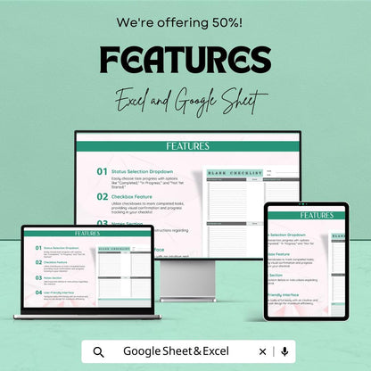 Blank Checklist Template | Editable Task Tracker | Google Sheets & Excel | Productivity Planner | To-Do List | Digital Download