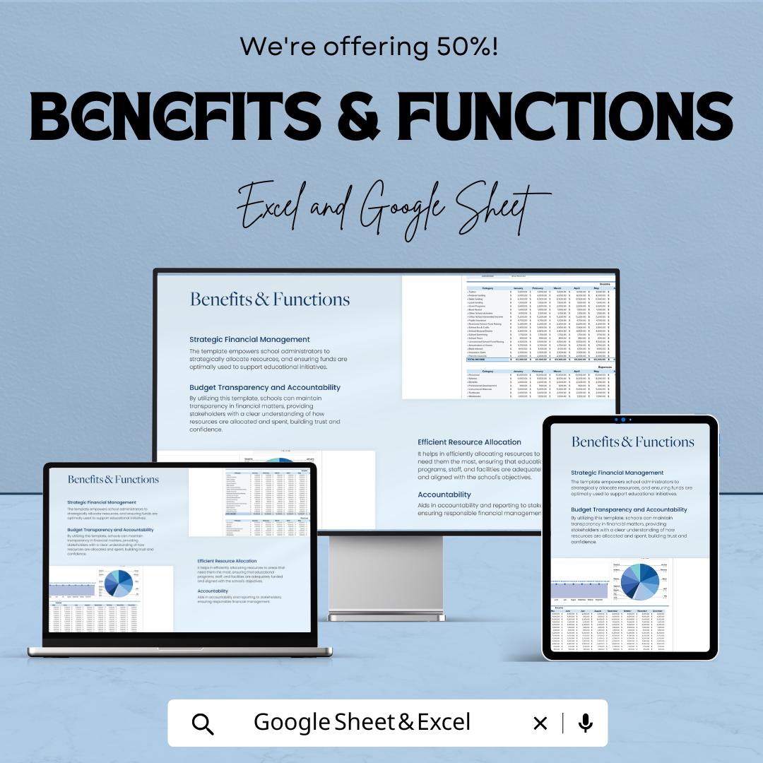 Education Annual School Budget Template | School Budget Spreadsheet | Education Finance Planner | Academic Budget Tracker