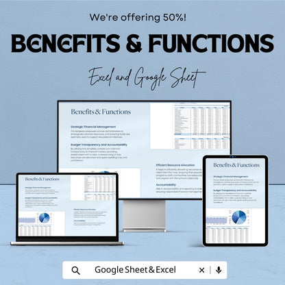 Education Annual School Budget Template | School Budget Spreadsheet | Education Finance Planner | Academic Budget Tracker