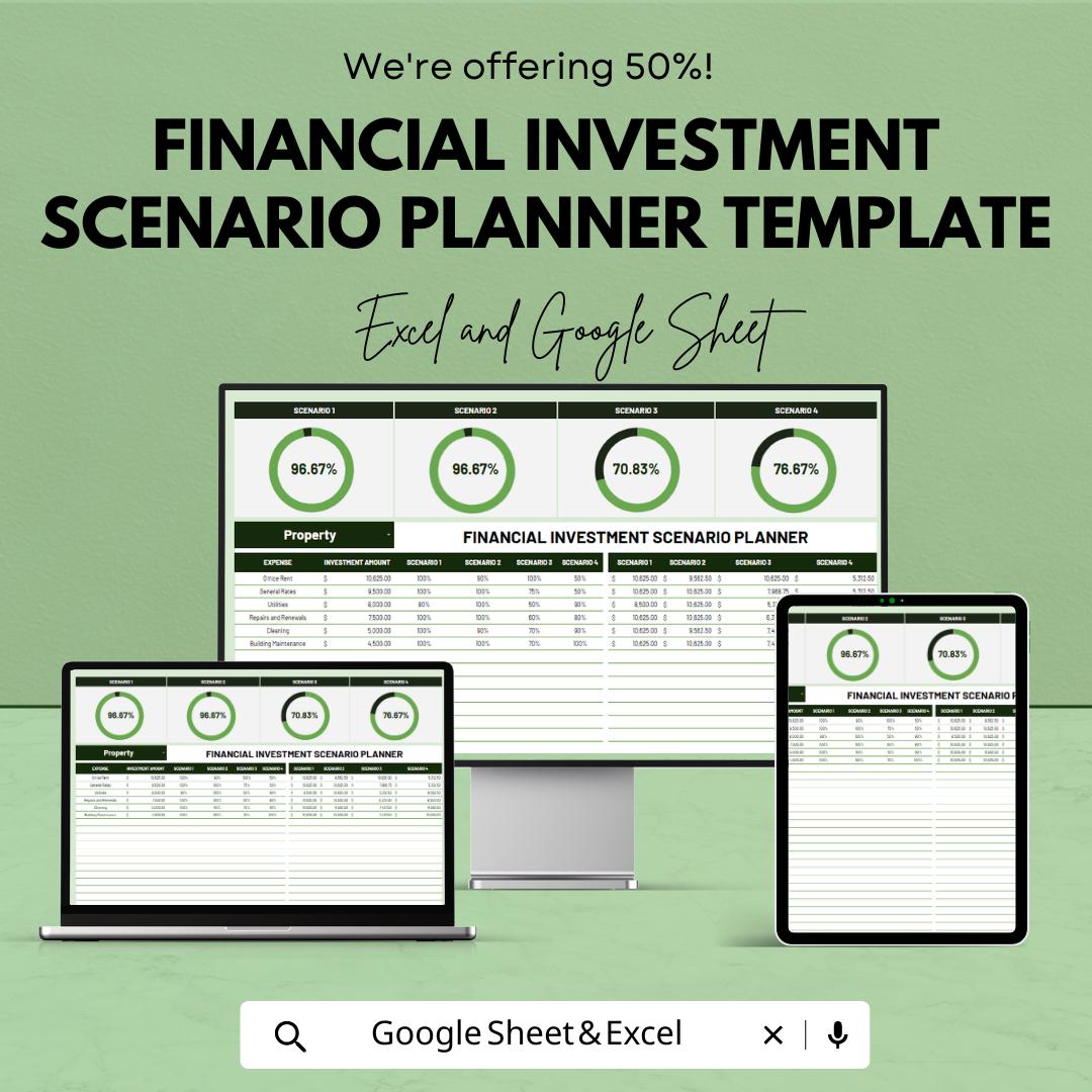 Financial Investment Scenario Planner Template, Investment Analysis Spreadsheet, Scenario Planning Tool