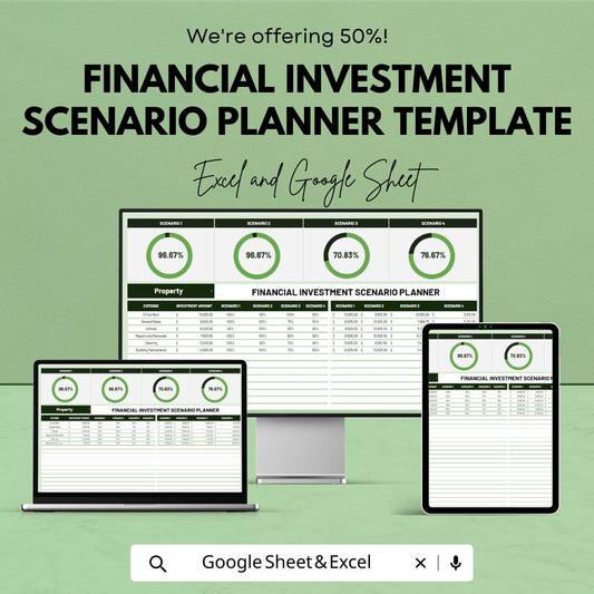 Financial Investment Scenario Planner Template, Investment Analysis Spreadsheet, Scenario Planning Tool
