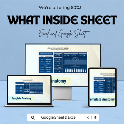 Business Dashboard Template | KPI Tracker Spreadsheet | Excel and Google Sheets Dashboard | Business Metrics Report Template