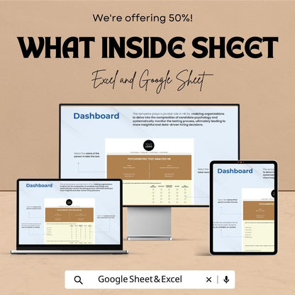 Psychometric Test Analysis HR Template | Excel & Google Sheets | HR Assessment Tool | Candidate Evaluation Sheet | Hiring Decision Dashboard