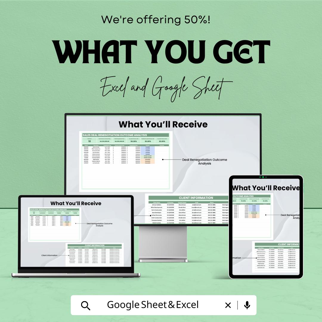 Sales Deal Renegotiation Outcome Analysis Template | Negotiation Results Tracker | Contract Renegotiation Dashboard