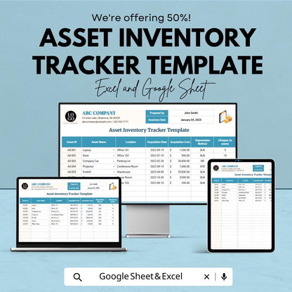 Asset Inventory Tracker Template |  | Fixed Asset Register | Equipment & Electronics Inventory | Depreciation Tracker Spreadsheet