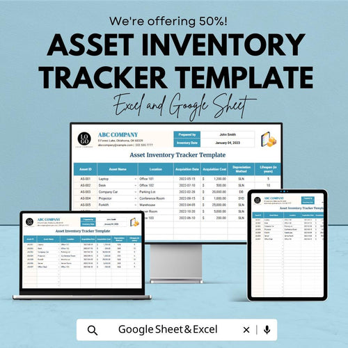Asset Inventory Tracker Template |  | Fixed Asset Register | Equipment & Electronics Inventory | Depreciation Tracker Spreadsheet