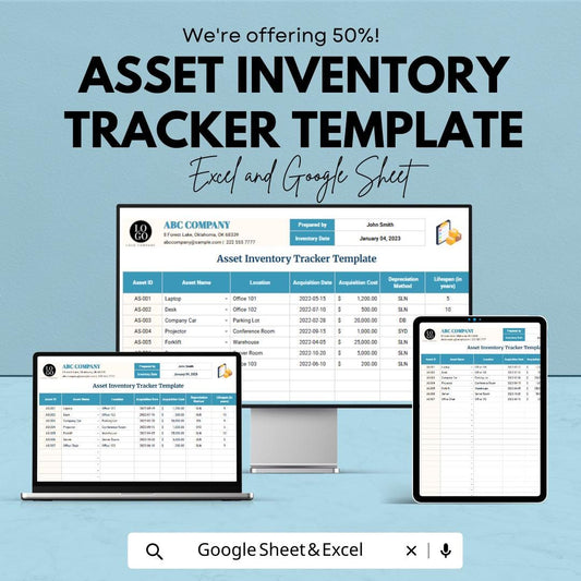 Asset Inventory Tracker Template |  | Fixed Asset Register | Equipment & Electronics Inventory | Depreciation Tracker Spreadsheet