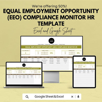 Equal Employment Opportunity EEO Compliance Tracker Hr Template | EEO Monitoring Spreadsheet | HR Compliance Dashboard | Excel Google Sheets