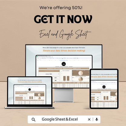 Marketing Video Analytics Template, Video Performance Tracker, Campaign Analytics Spreadsheet, Digital Download