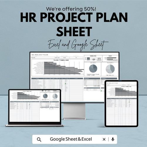 HR Project Plan Sheet for Excel & Google Sheets | HR Planning Template | Task Timeline | Budget Tracking | Resource Allocation