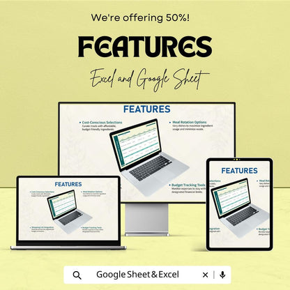Budget-Friendly Meal Plan Sheet | Excel & Google Sheet Template for Smart Meal Planning
