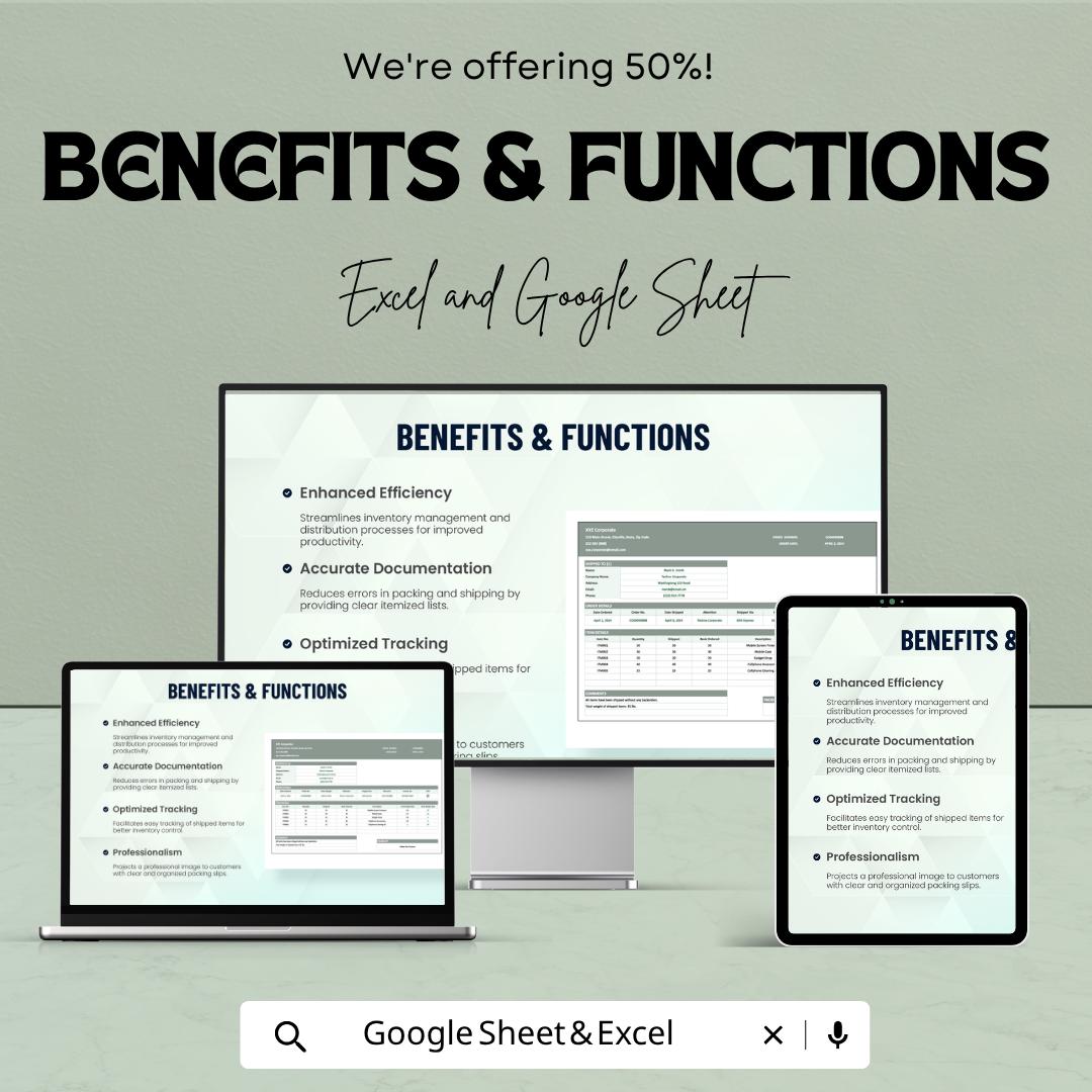 Inventory Packing Slip Template | Order Packing List | Shipping Packing Slip | Small Business Order Form |  Inventory Order Sheet
