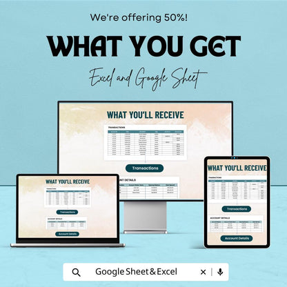 Account Transaction Log Sheet Template | transaction Tracker | Income Expense Log | Finance Tracking Spreadsheet | Account Ledger Template