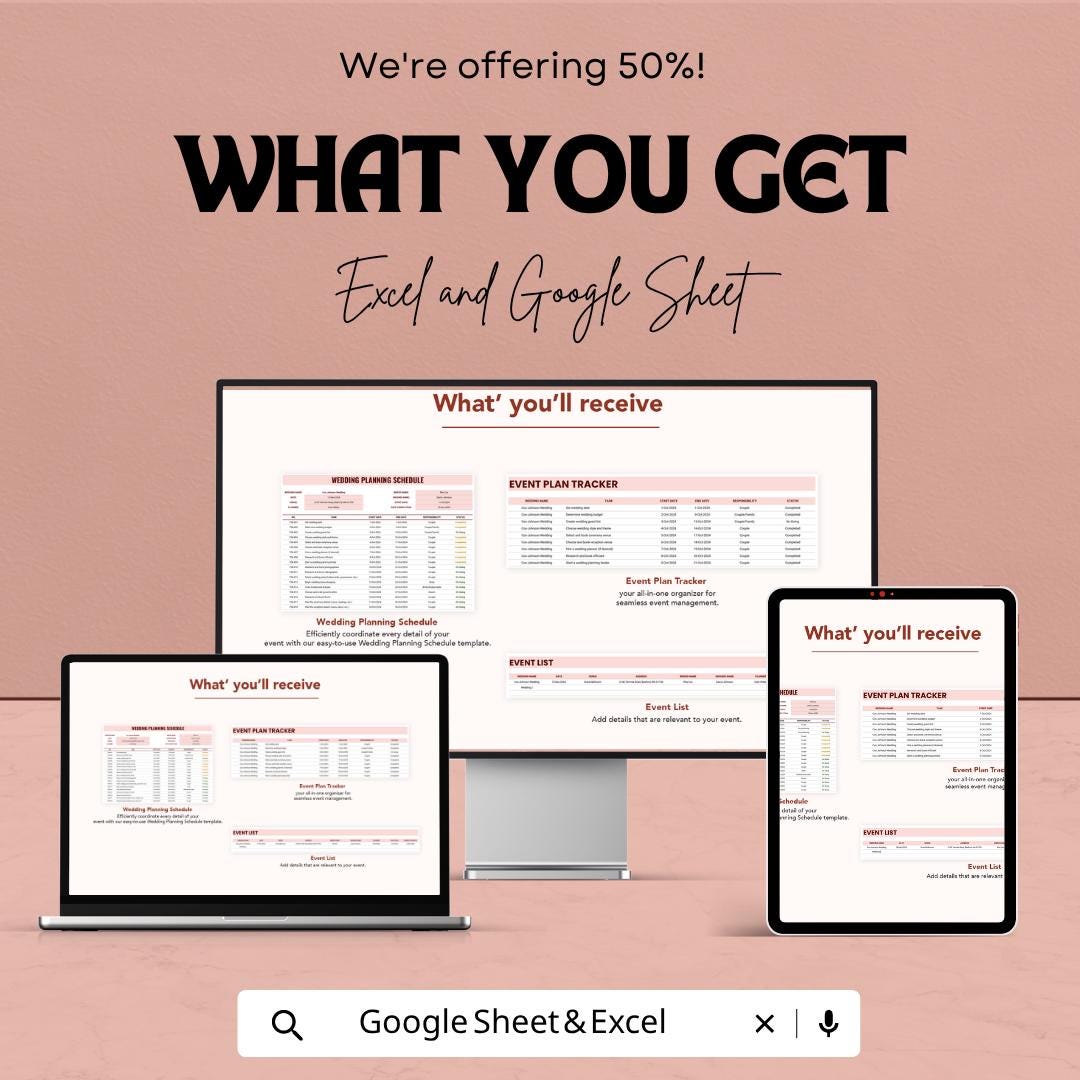 Wedding Planning Template  | Wedding Planner Google Sheets | Wedding Checklist & Timeline | Bridal Organizer