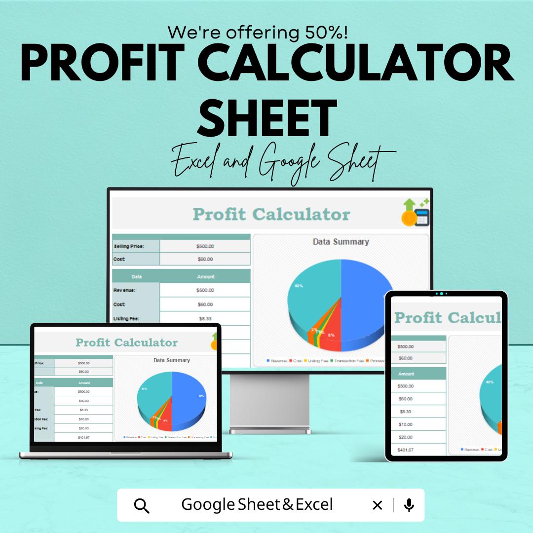 Profit Calculator Sheet | Google Sheets for Business | Income & Expense Tracker | Profit Analysis Tool | Editable Financial Spreadsheet