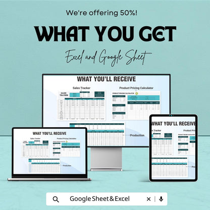 Product Pricing Template | Excel & Google Sheets Pricing Calculator | Sales Tracker Dashboard | Profit Margin and Cost Analysis