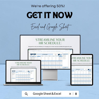HR Calendar Sheet | Excel & Google Sheet Template for HR Schedule Management | 50% Off Now