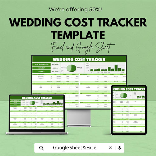 Wedding Cost Tracker Template | Excel and Google Sheets Wedding Budget Planner | Wedding Expense Spreadsheet | Bridal Budget Dashboard