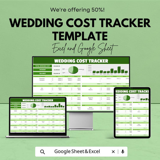 Wedding Cost Tracker Template | Excel and Google Sheets Wedding Budget Planner | Wedding Expense Spreadsheet | Bridal Budget Dashboard