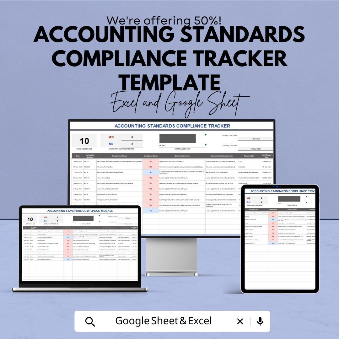 Accounting Standards Compliance Tracker Template | Accounting Compliance Checklist | Audit & Standards Tracking Tool