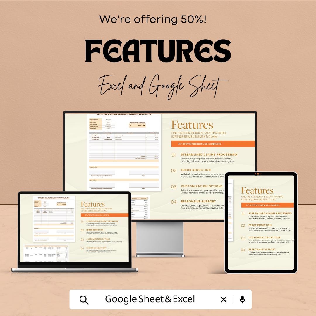 Expense Reimbursement Template | Expense Claim Form | Employee Expense Tracker | Excel and Google Sheets Reimbursement Tracker