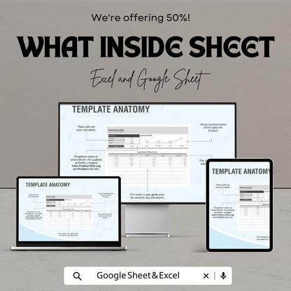 Sales Product-Wise Tracker Template | Excel & Google Sheet Sales Tracker | Product Sales Log | Inventory and Profit Tracker | Business Sales