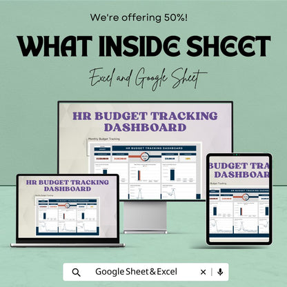 HR Budget Tracking Dashboard Sheet | Excel and Google Sheets | Monthly HR Budgeting Tool | Expense & Income Tracker | Employee Budget