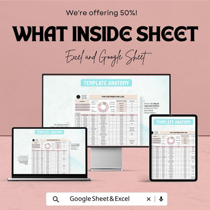 PPE Distribution Log Template | Safety Equipment Tracking Sheet | PPE Inventory Tracker | Excel & Google Sheets | Employee PPE Record Log
