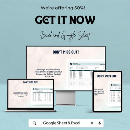 Employee Salary Budget Template, Payroll Budget Spreadsheet, Excel & Google Sheets HR Finance Tracker, Staff Salary Planner