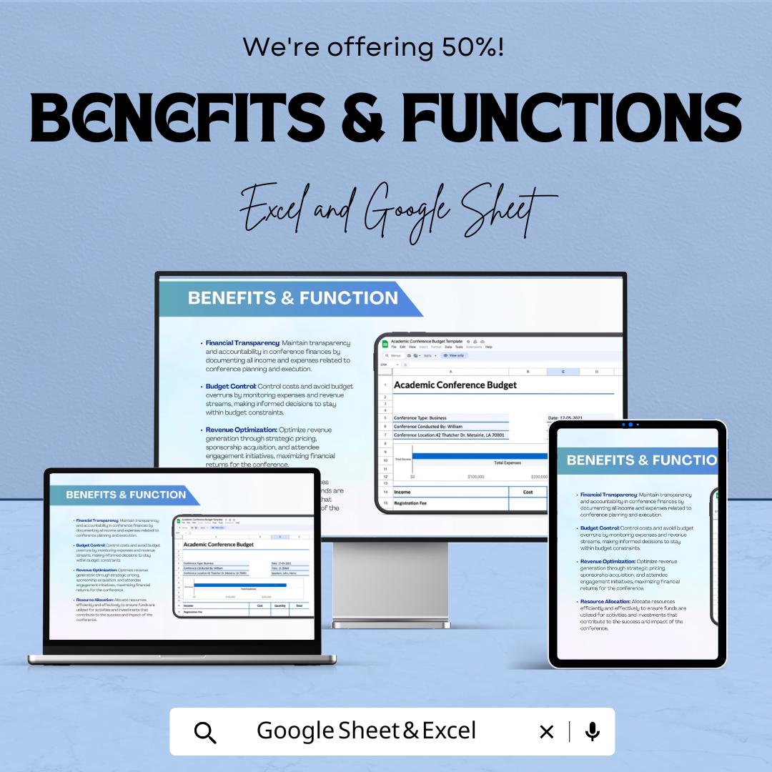 Academic Conference Budget Template | Conference Planning Spreadsheet | Excel & Google Sheets Budget Planner | Event Expense Tracker